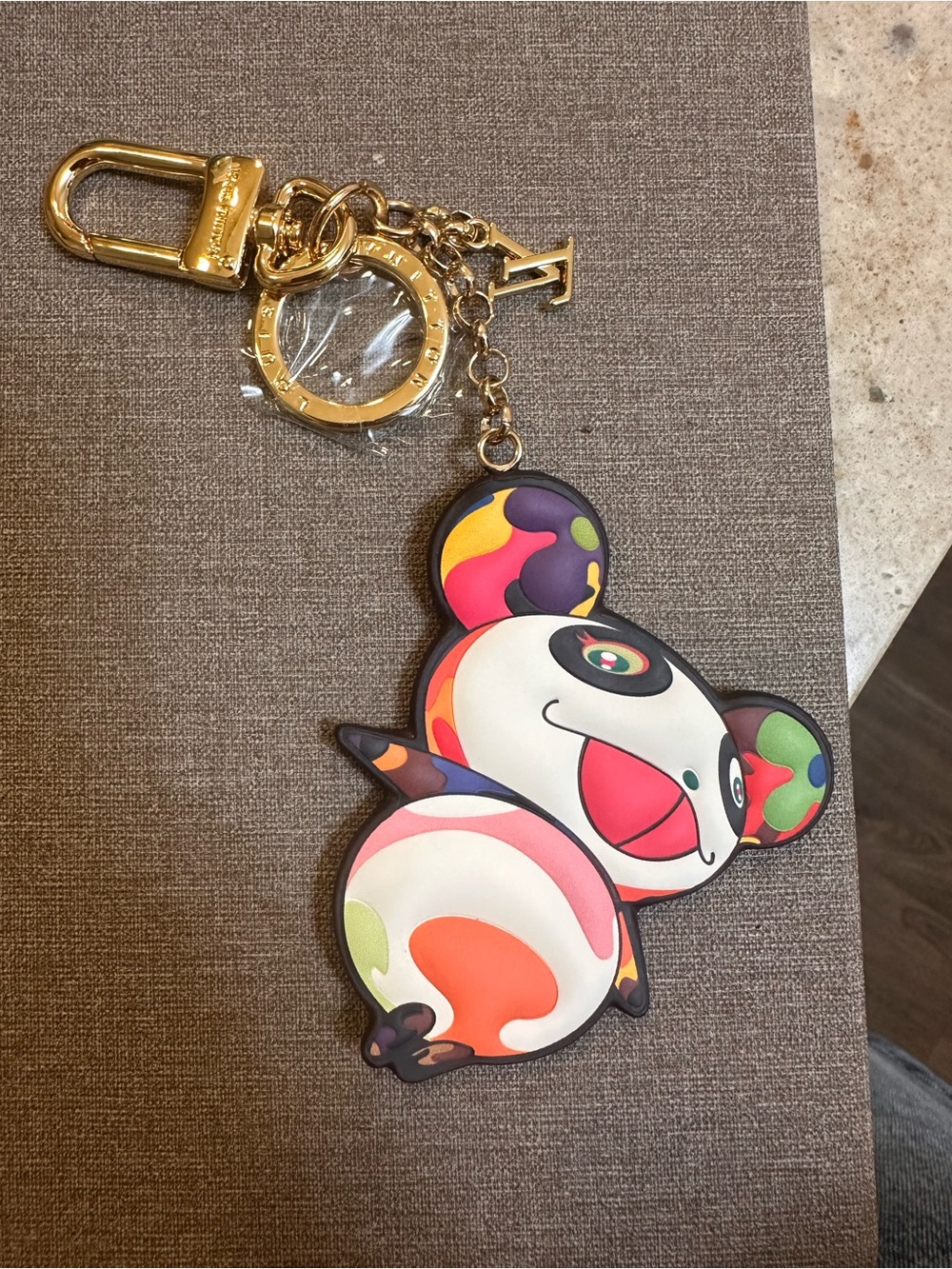 Inspo Multicolor Panda Keychain Charm - Gold Hardware